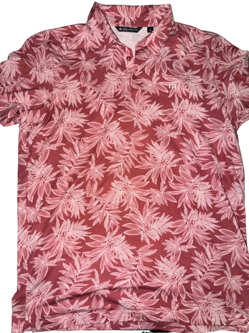 Travis Mathew Coral Rose Floral Polo